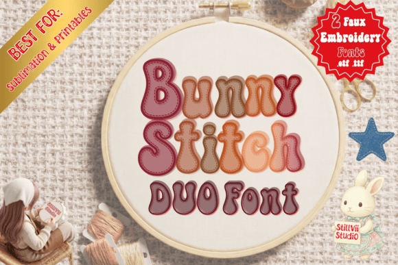 Bunny Stitch Duo: Achieve a Cozy, Hand-Stitched Aesthetic in Your Digital Designs